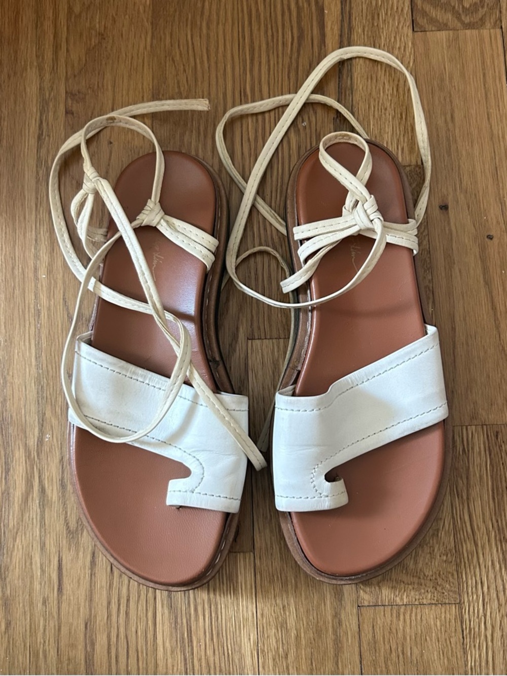 Proenza Schouler White Leather Wrap-Around Flat Sandals - Size 37